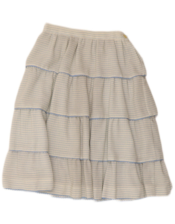 Vintage mujer falda escalonada W26 pequeña rayas blancas