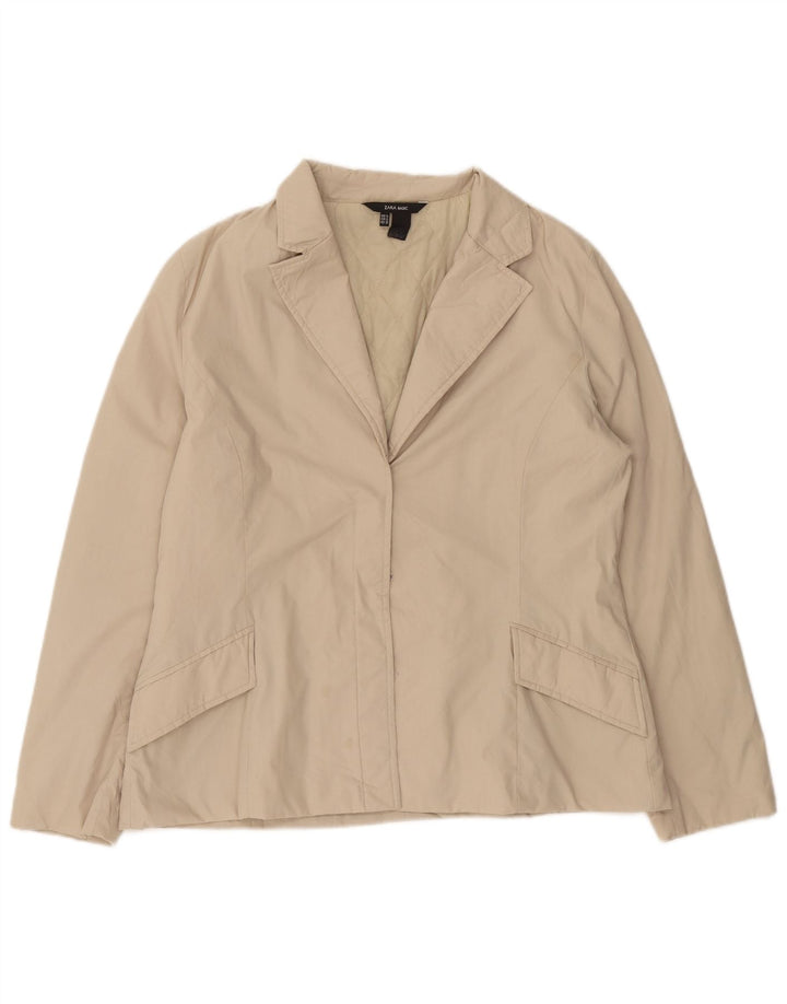 Zara Mujer Blazer Chaqueta ES 40 XL Poliéster Beige