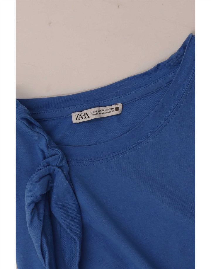 Zara Mujer Blusa Sin Mangas Top UK 10 Small Azul