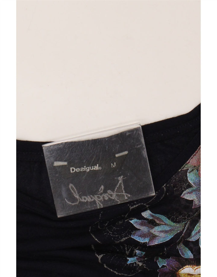 Desigual Top tipo túnica con gráfico para mujer UK 40 Medio Azul marino Floral