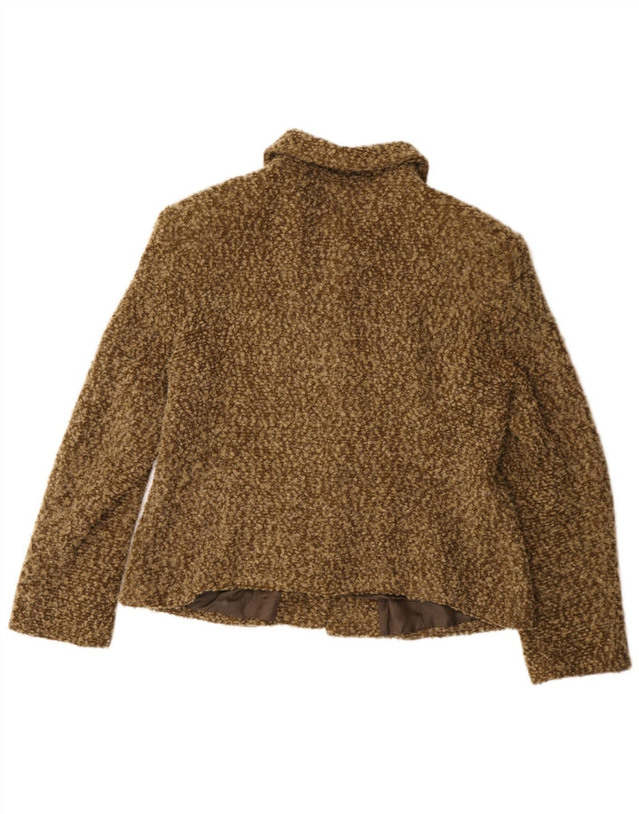 Vintage mujer 4 botones Blazer chaqueta Reino Unido 14 medio caqui moteado acrílico