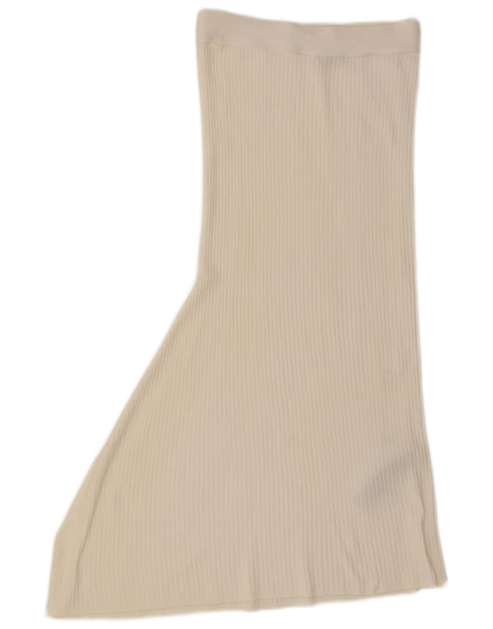 Zara Mujer Falda Asimétrica De Punto Pequeña W26 Poliéster Blanco Roto