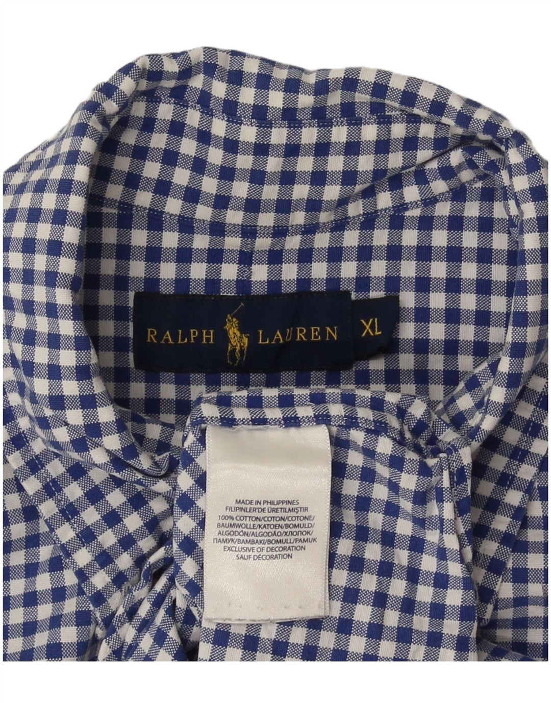 Ralph Lauren Camisa para hombre XL Algodón a cuadros azul