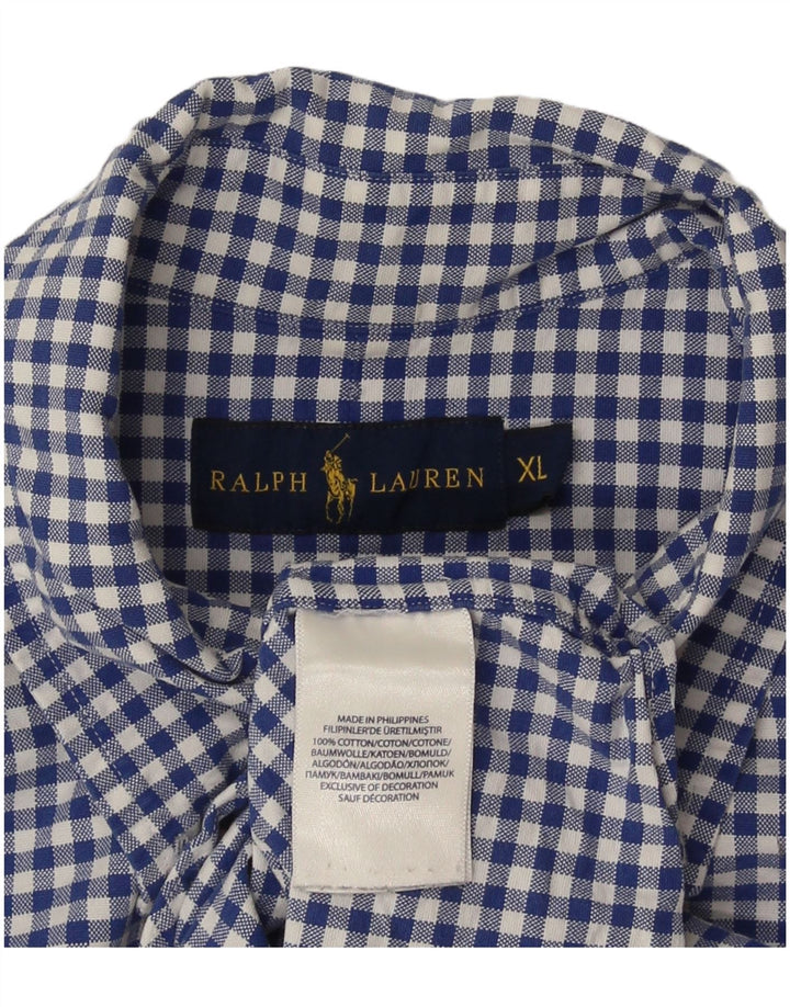 Ralph Lauren Camisa para hombre XL Algodón a cuadros azul