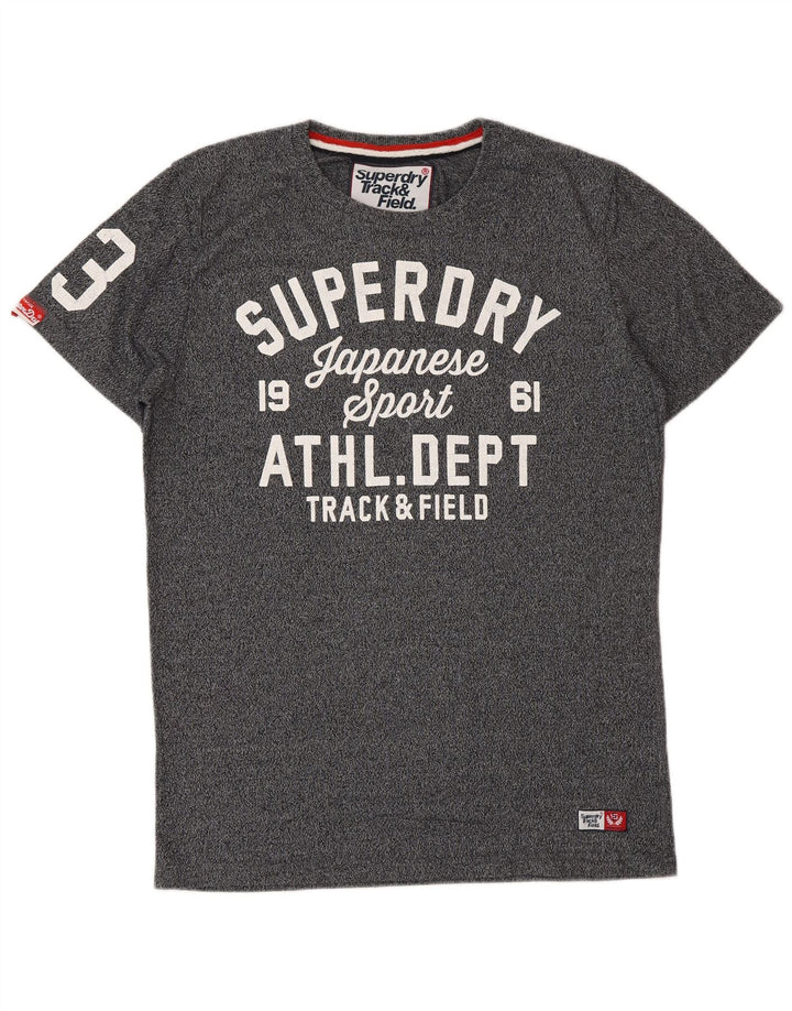 SUPERDRY Camiseta gráfica para hombre Top de algodón moteado gris medio