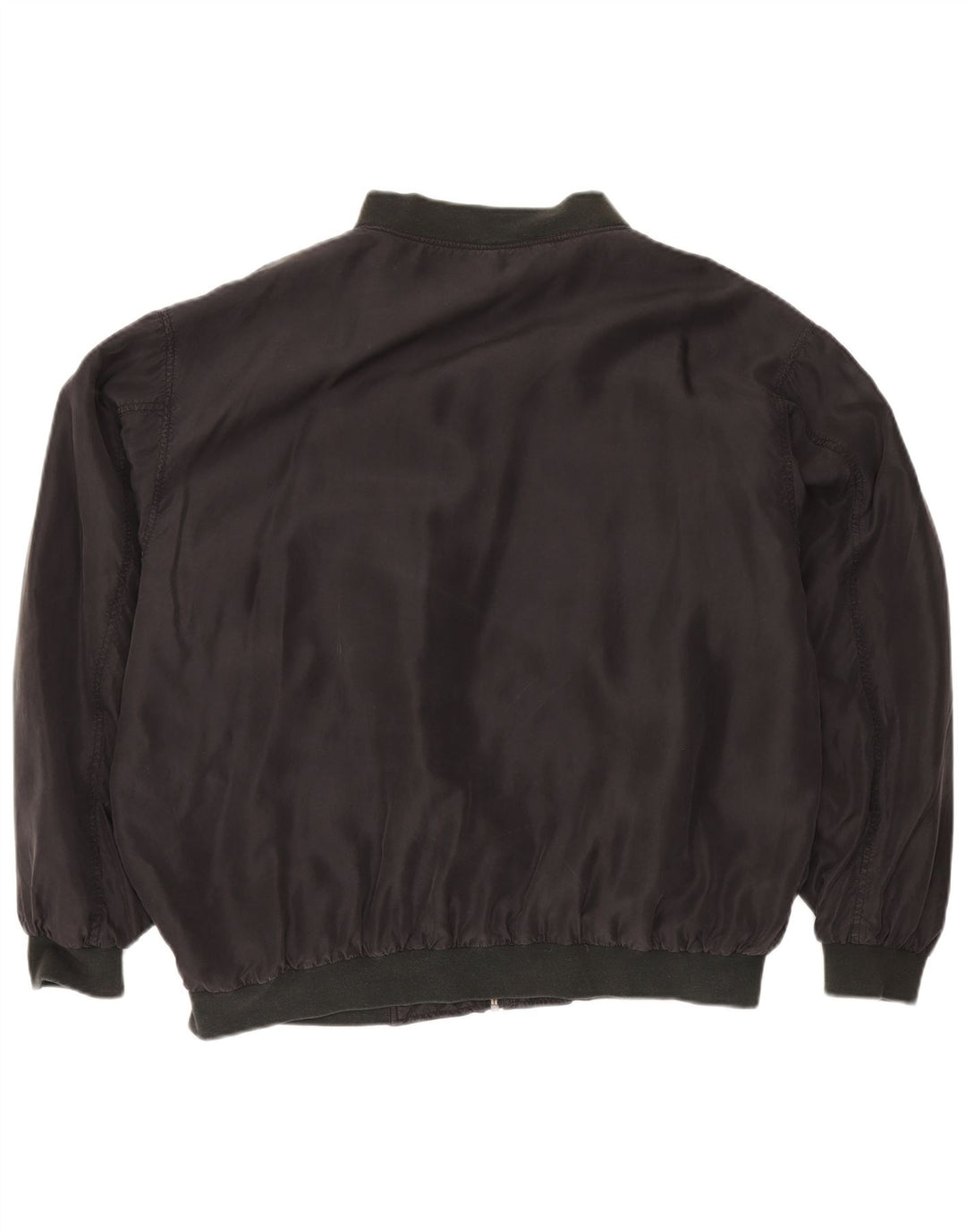 Vintage hombres bomber chaqueta Reino Unido 42 XL seda negra