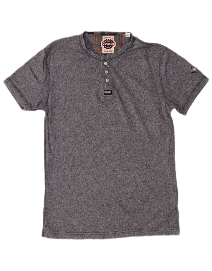 SUPERDRY Hombre Camiseta Top Algodón Gris Medio