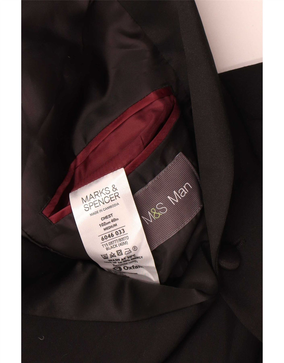 Marks & Spencer Chaqueta tipo blazer de 2 botones para hombre UK 40 Mediano Poliéster negro