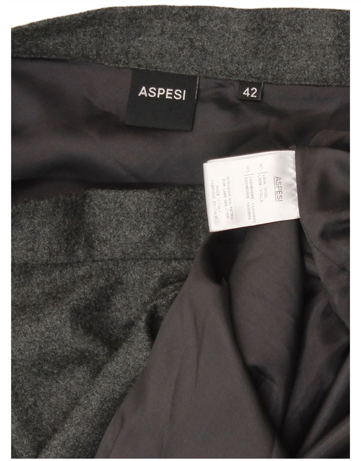 Aspesi Falda Acampanada para Mujer IT 42 Medium W28 Lana Gris