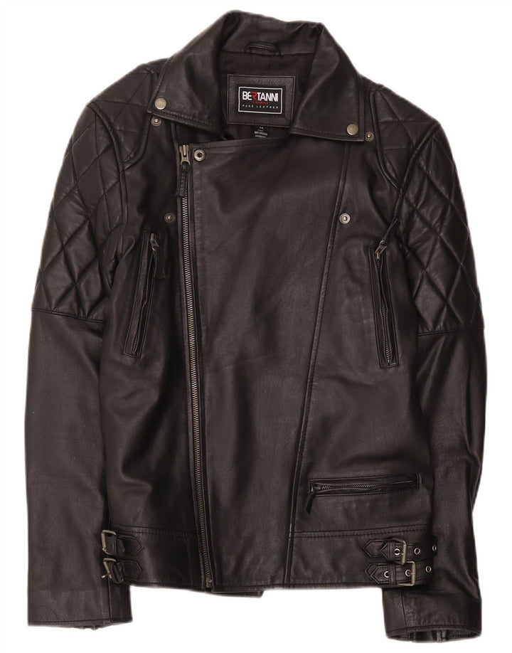 Bertanni Chaqueta motera de cuero para hombre UK 38 Medium Black