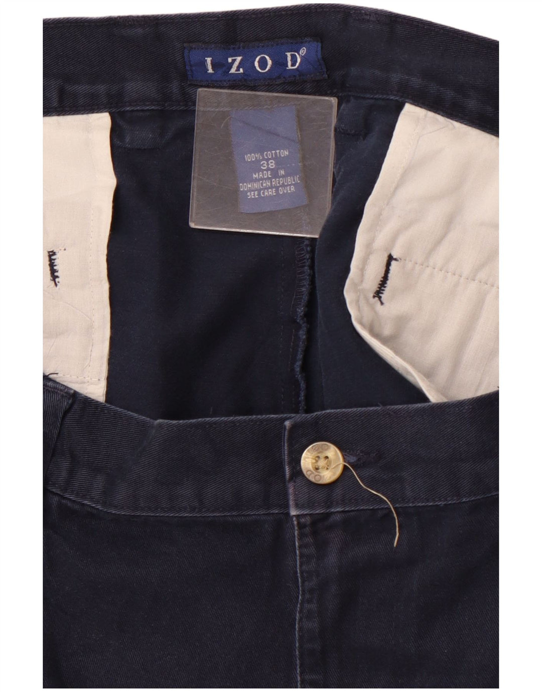 IZOD Pantalones cortos chinos pegados para hombre W38 XL Algodón azul marino