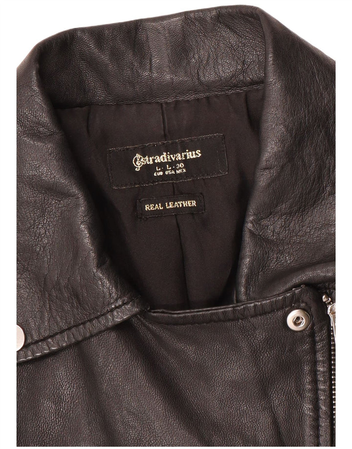 Stradivarius Chaqueta de cuero para mujer UK 44 Cuero negro grande