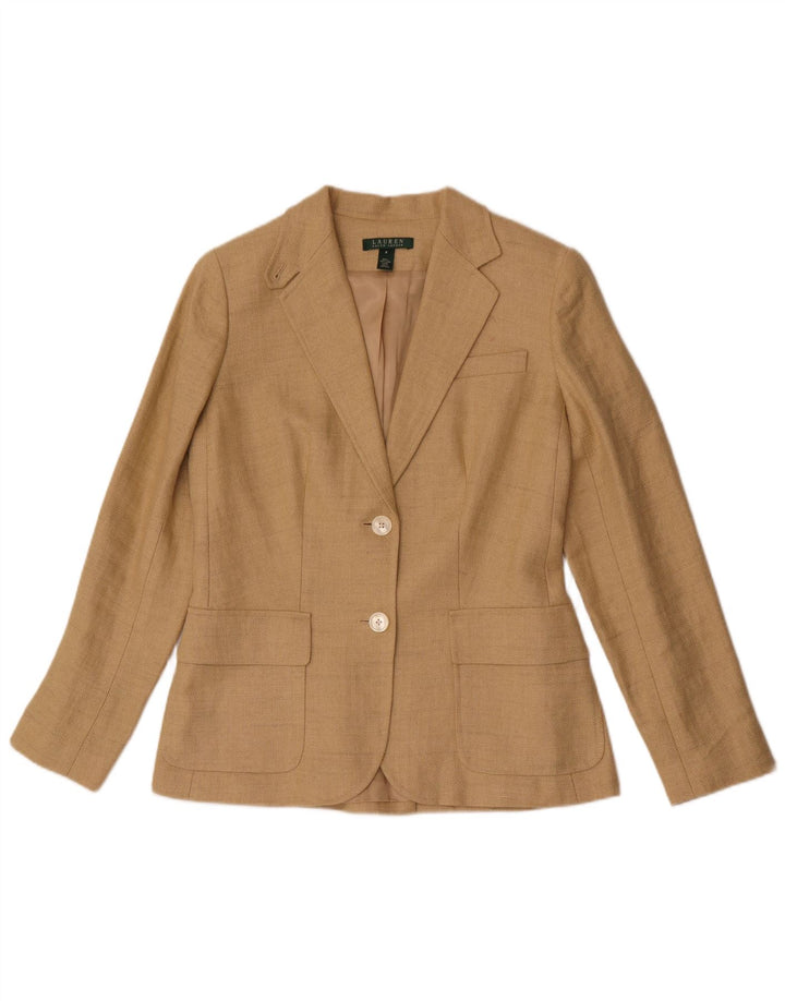 Ralph Lauren Chaqueta Blazer de 2 Botones para Mujer US 8 Medium Beige Herringbone