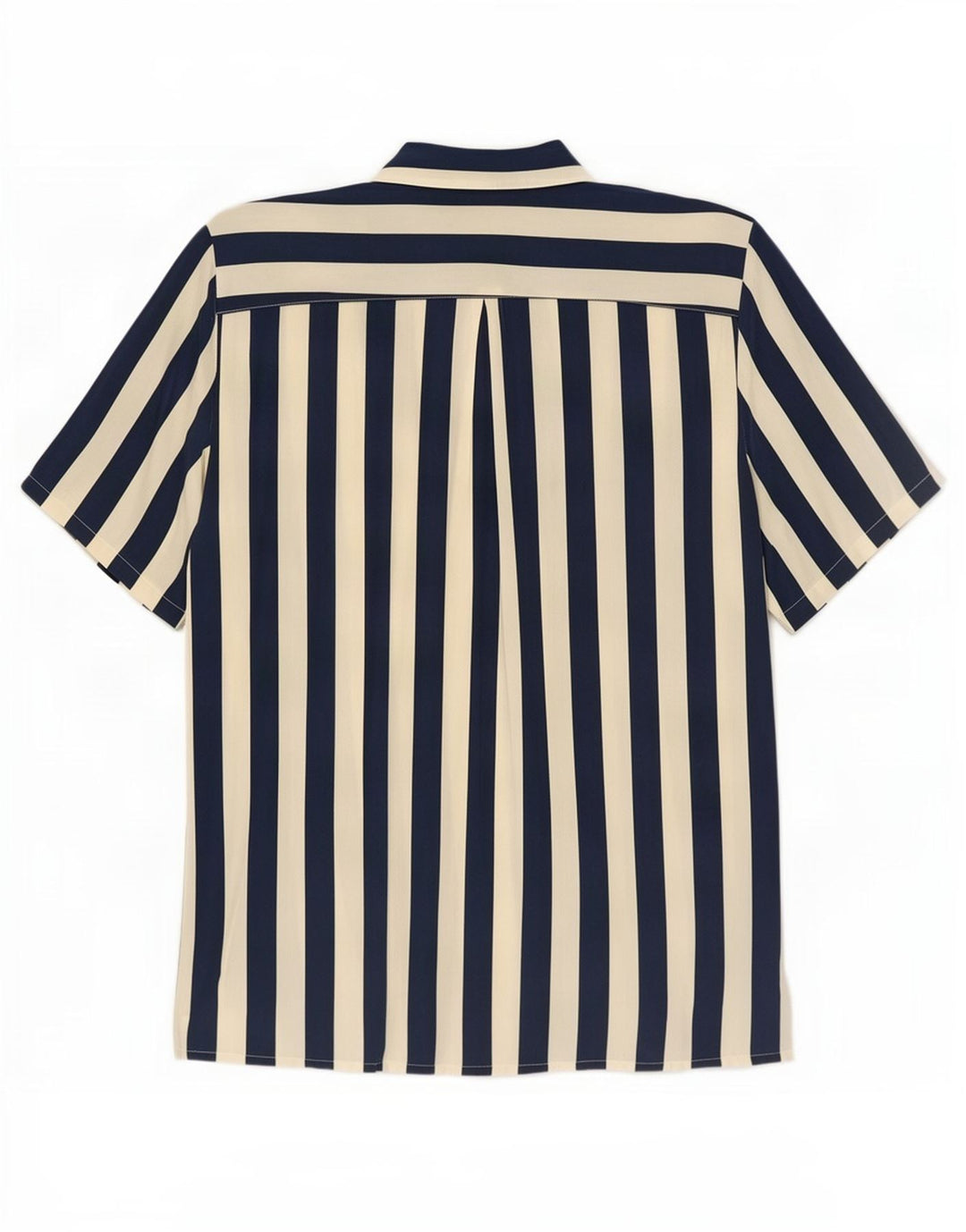 Vintage mujer manga corta camisa blusa IT 42 medio azul marino rayas