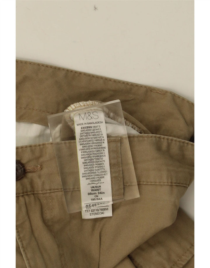 Marks & Spencer Pantalones cortos tipo cargo para hombre W34 Algodón beige grande