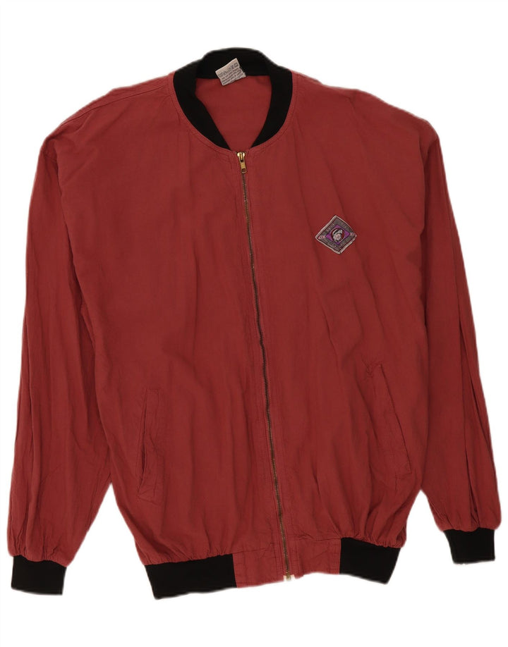 Vintage hombres chaqueta bomber de ajuste suelto IT 48/50 algodón rojo medio
