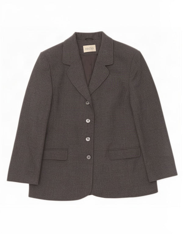 Eastex Chaqueta Blazer de 4 Botones para Mujer UK 46 Grande Lana Gris