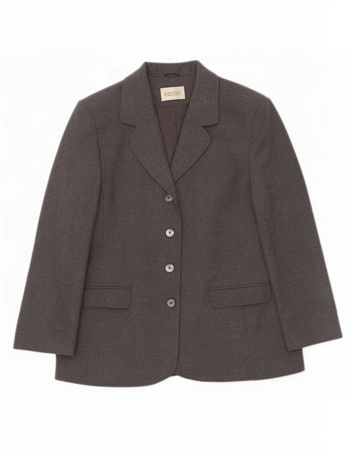 Eastex Chaqueta Blazer de 4 Botones para Mujer UK 46 Grande Lana Gris