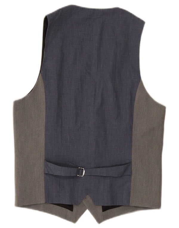 HUGO BOSS Mens Waistcoat IT 46 Small Grey Colourblock Polyester