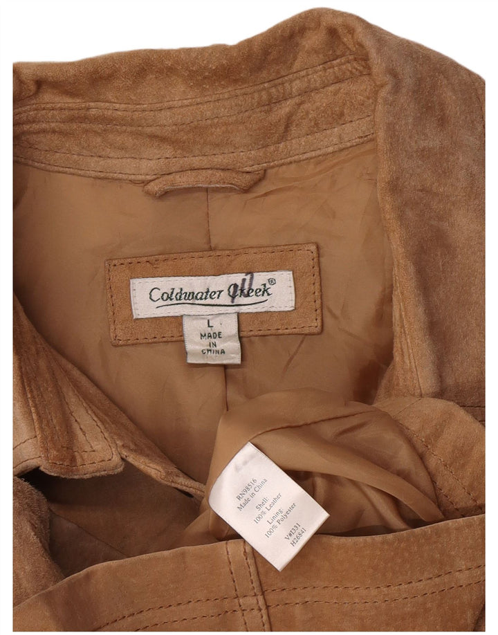Coldwater Creek Chaqueta de ante para mujer Reino Unido 16 Grande Cuero marrón