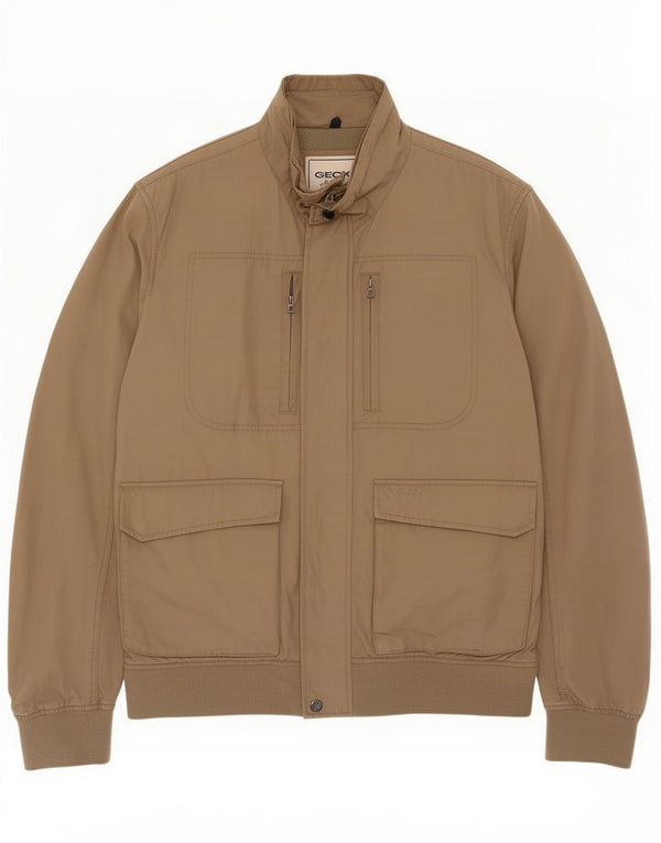 Geox Mens Respira Bomber Jacket UK 42 XL Brown Polyester