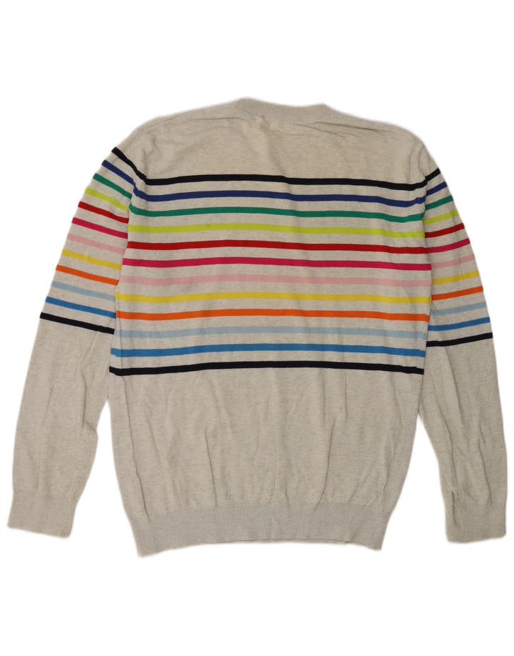 Benetton Jersey De Cuello Redondo Gris Medio A Rayas