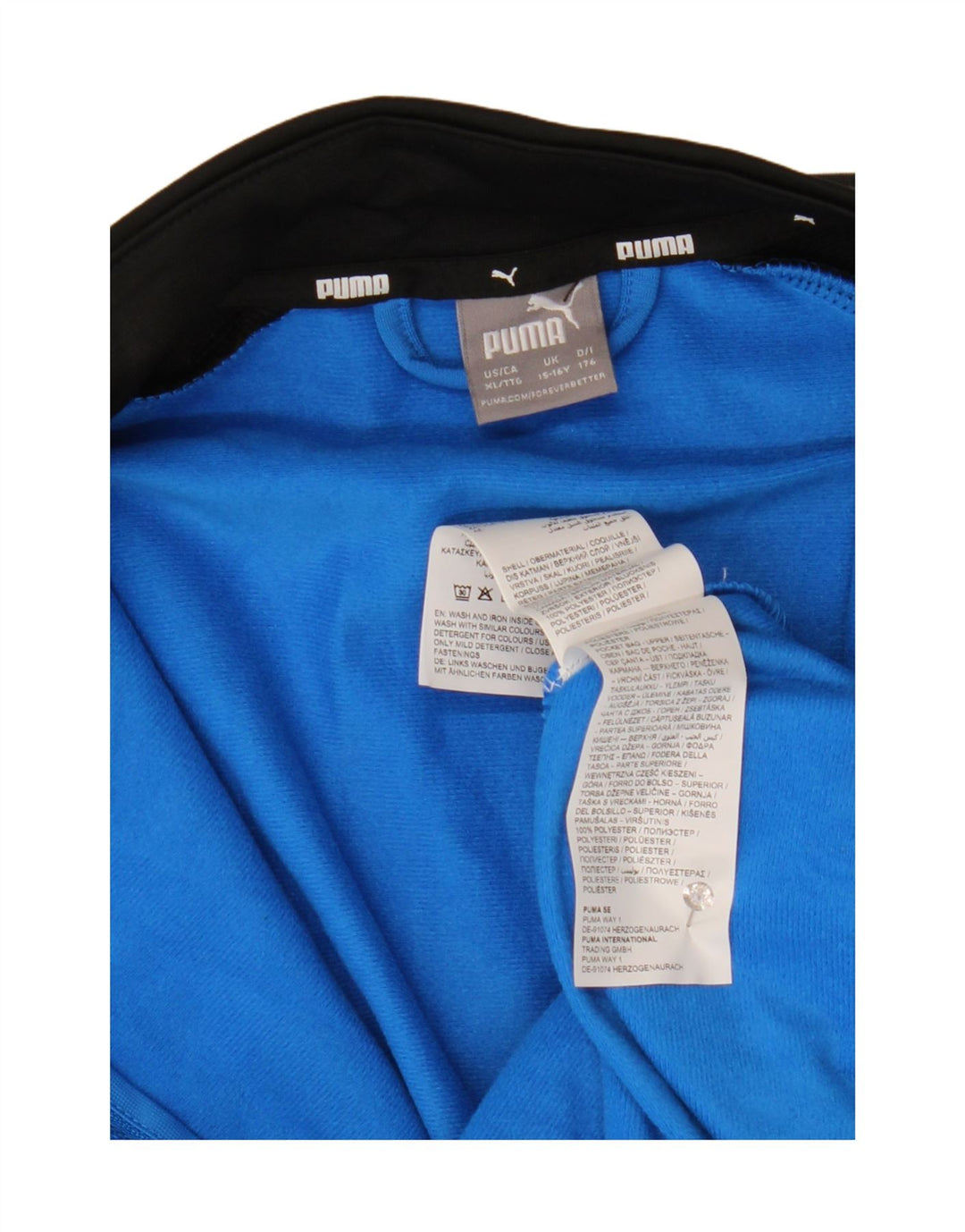 Puma - Chaqueta de chándal con gráfico para niños, 15-16 años, color azul