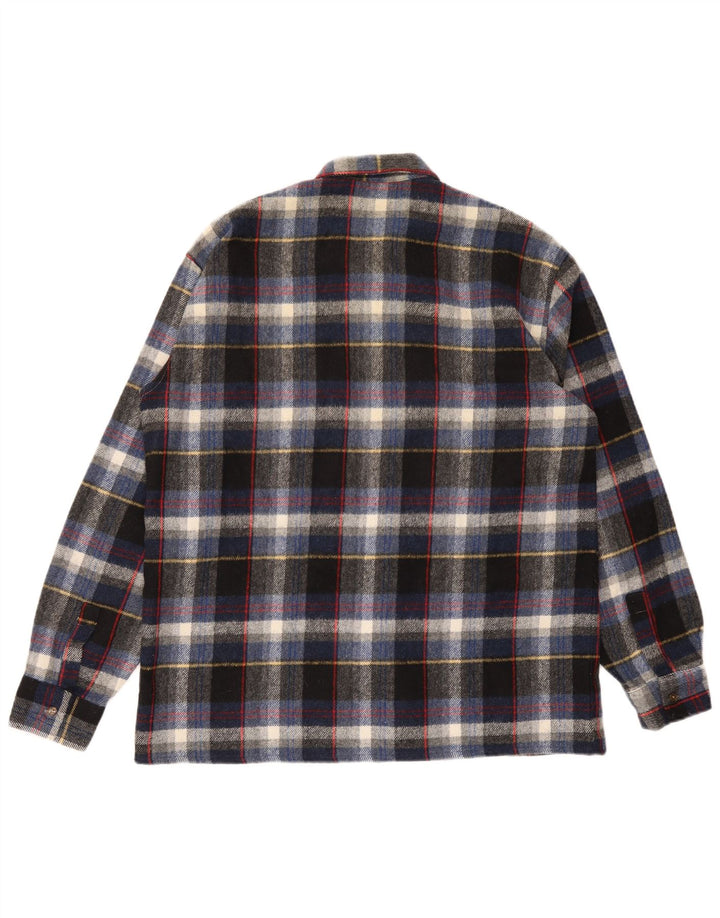 Camisa de franela vintage para hombre talla 43 cheque multicolor grande