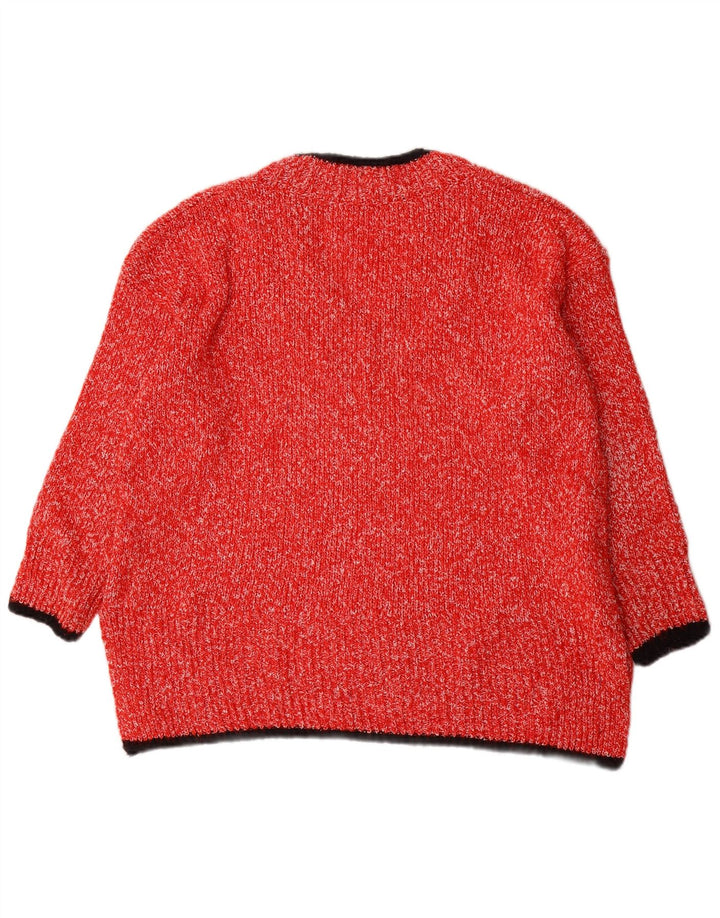 Marks & Spencer Suéter con Cuello en V para Mujer UK 46 Grande Poliéster Rojo
