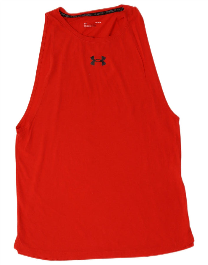Under Armour Camiseta sin mangas con gráfico para hombre, talla grande, algodón rojo