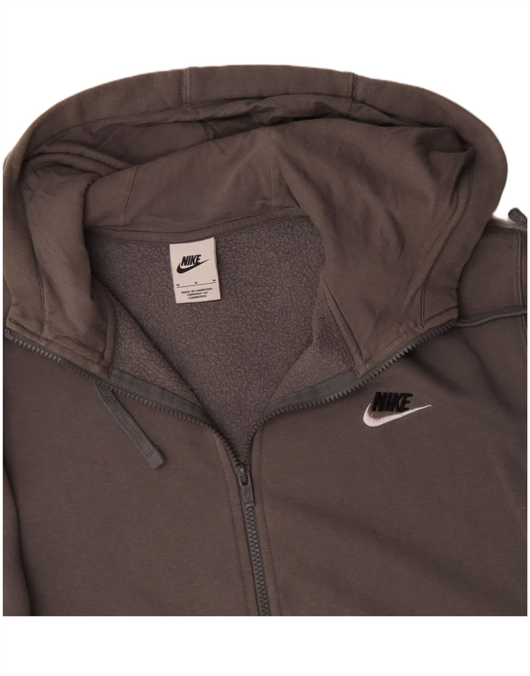 NIKE Sudadera con capucha y cremallera para hombre, algodón gris medio