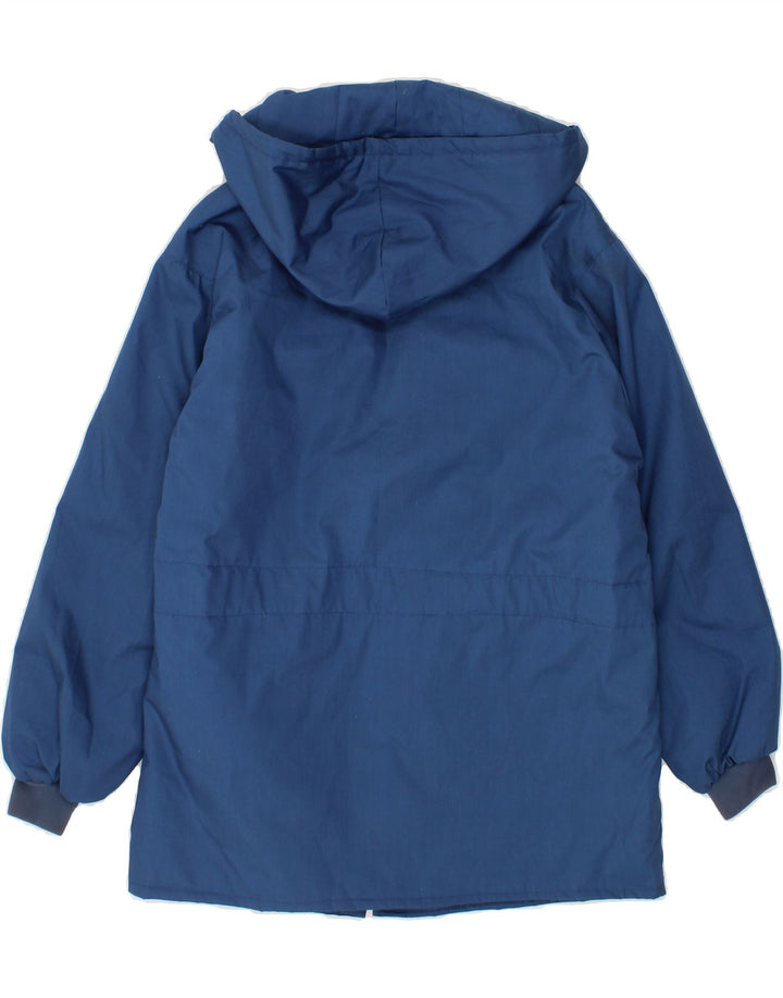 VINTAGE Womens Hooded Utility Jacket UK 14 Medium Navy Blue Polyester Vintage Vintage and Second-Hand Vintage from Messina Hembry 