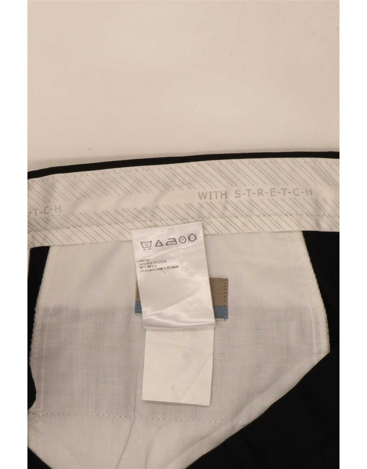 Marks & Spencer Pantalón de traje con pinzas para hombre W36 L31 Poliéster negro