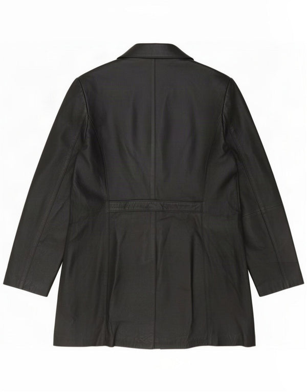 Abrigo de cuero vintage para mujer UK 42 Large Black