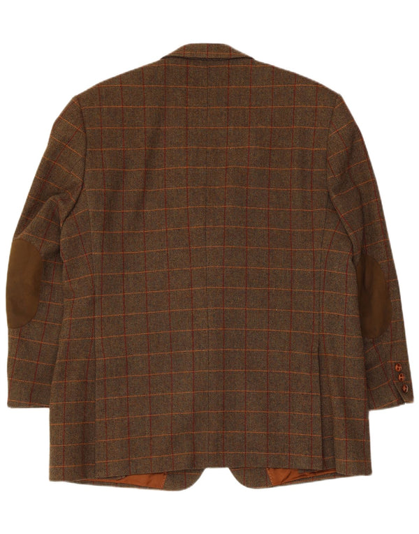 Klotz Chaqueta tipo blazer de 2 botones para hombre UK 42 XL Lana en espiga marrón