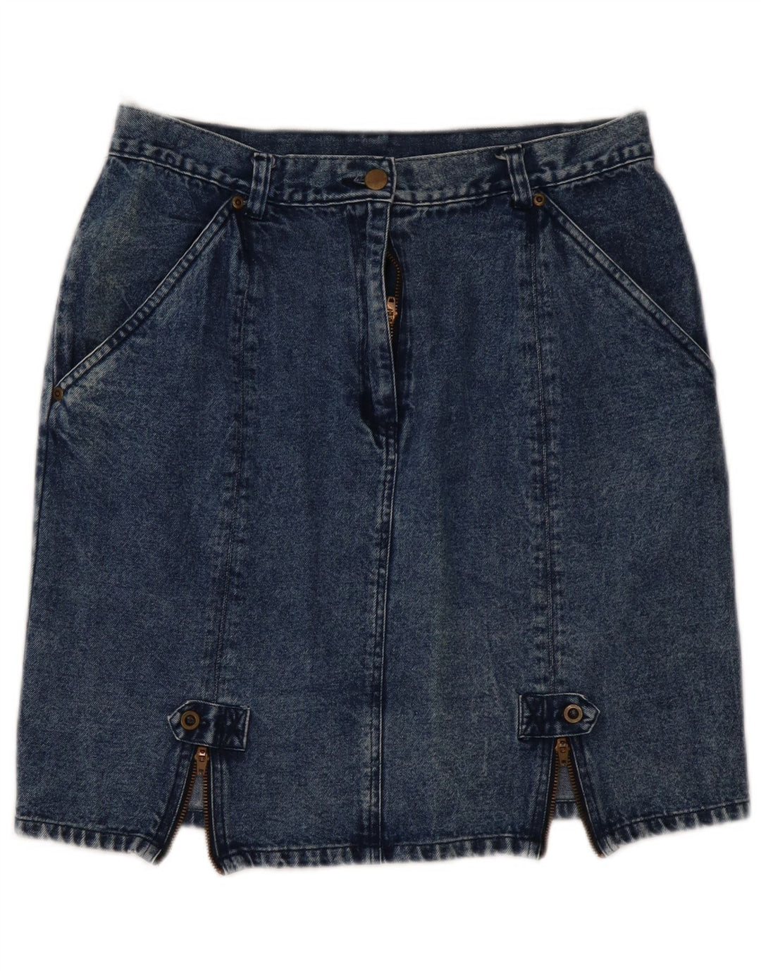 VINTAGE Minifalda vaquera de cintura alta para mujer EU 44 XL W32 Algodón azul