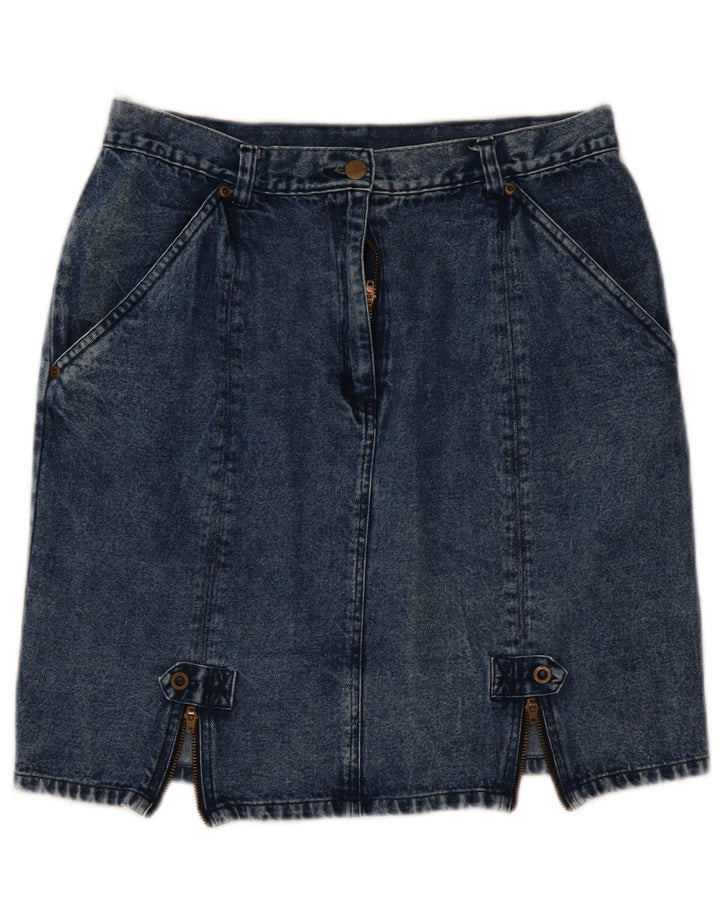 VINTAGE Minifalda vaquera de cintura alta para mujer EU 44 XL W32 Algodón azul