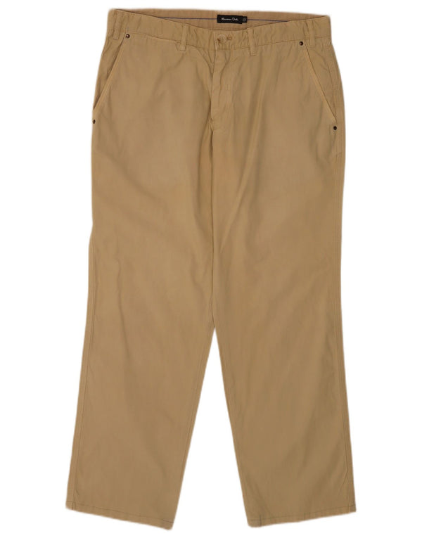 Massimo Dutti Pantalón Chino Recto Hombre EU 44 Large W34 L28 Beige Algodón