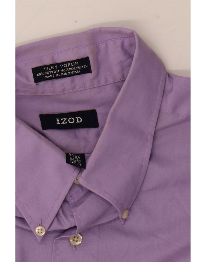 IZOD Camisa para hombre Talla 16 Algodón morado grande