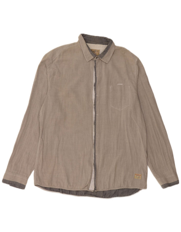 Camisa Guess Hombre 2XL Algodón Vichy Gris