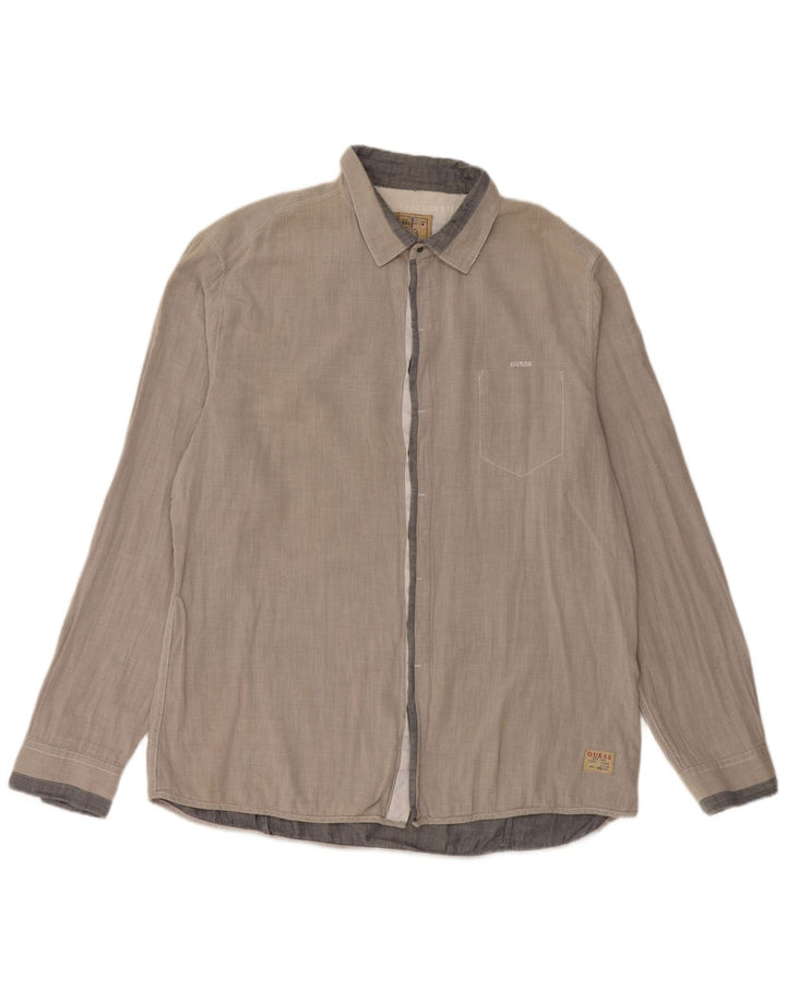 Camisa Guess Hombre 2XL Algodón Vichy Gris