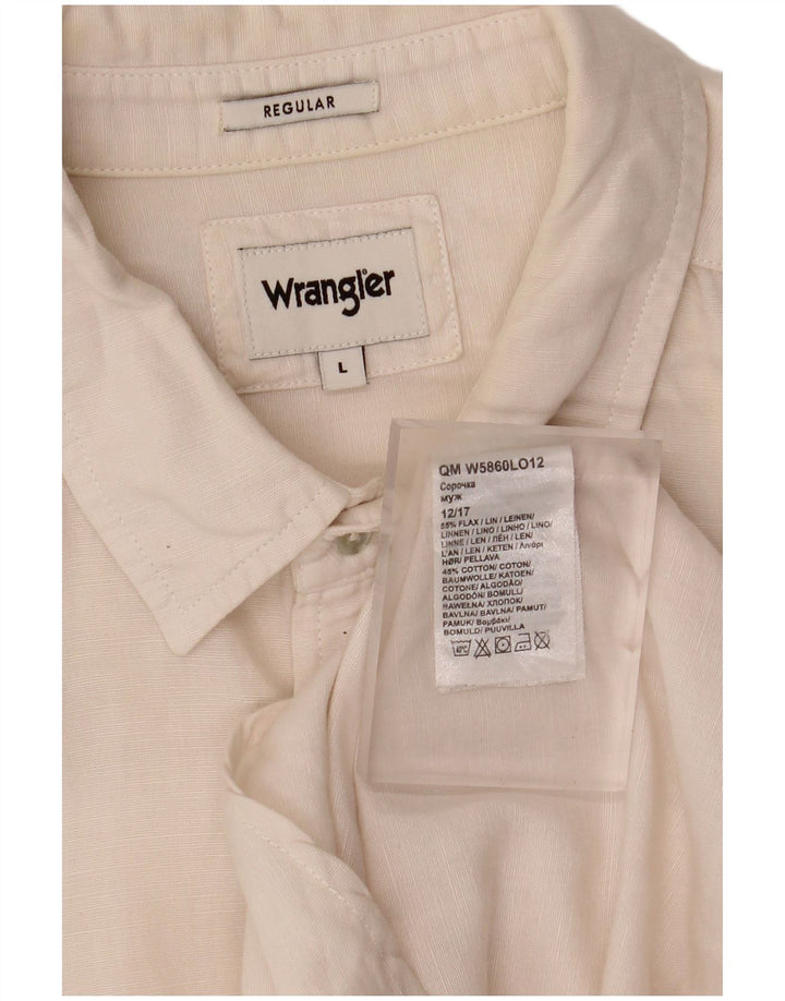 Wrangler Camisa Regular Fit De Manga Corta Para Hombre Lino Blanco Roto Grande