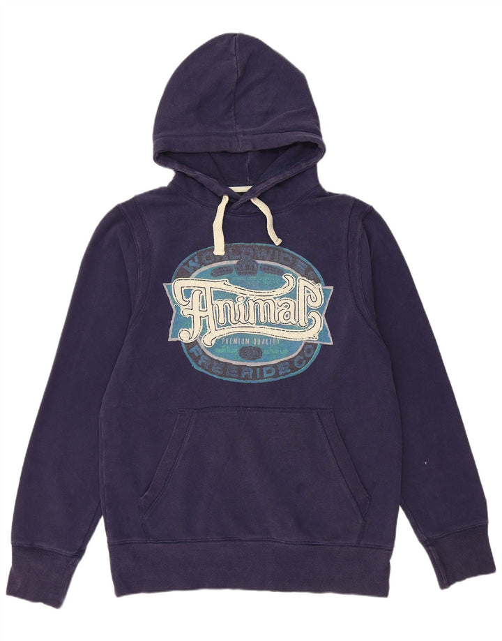 ANIMAL Sudadera con capucha gráfica para hombre Jumper Large Azul marino Algodón