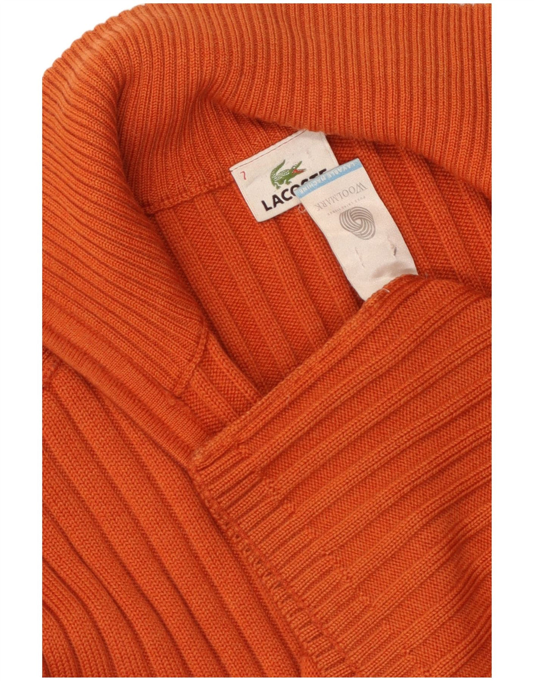 LACOSTE Suéter tipo cárdigan para hombre Talla 7 2XL Lana naranja