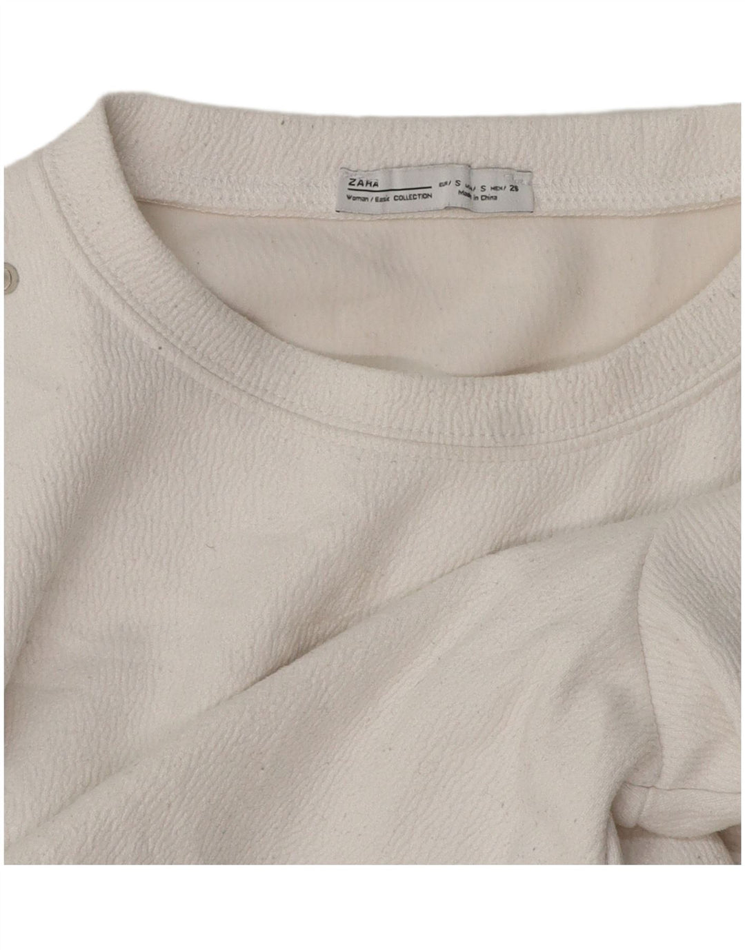 Zara Mujer Blusa Top UK 10 Small Blanco