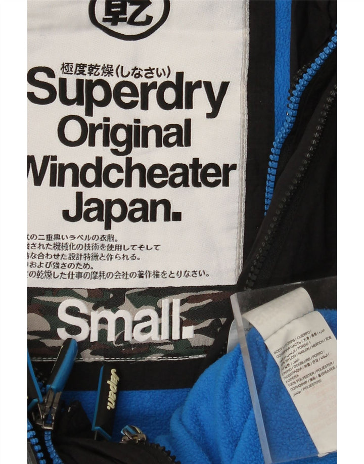 SUPERDRY Chaqueta cortavientos con capucha para hombre, talla 36, color negro