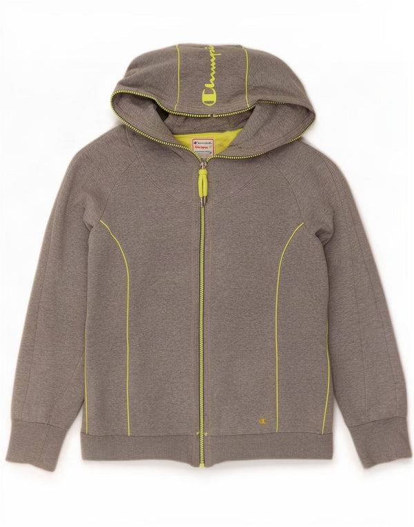Champion Heritage Fit Graphic Zip Sudadera con capucha para mujer UK 40 Gris medio