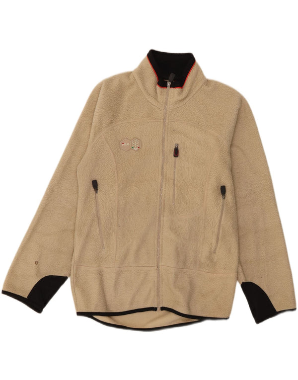 Fila Chaqueta polar para hombre UK 36 Small Beige Colorblock Poliéster