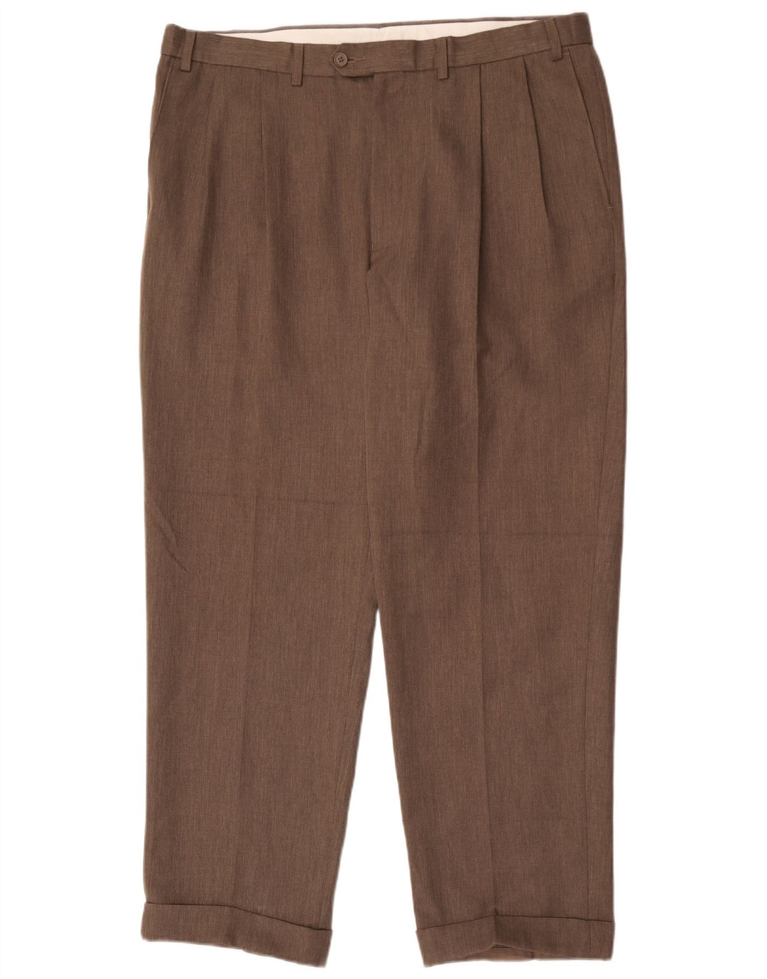 Marks & Spencer Pantalón de traje con pinzas para hombre W38 L31 Poliéster gris