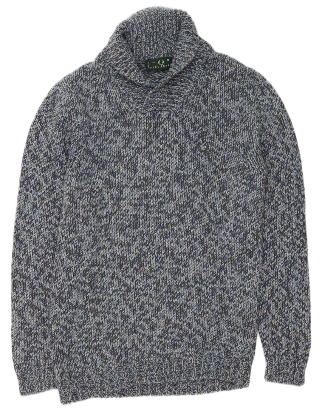 Fred Perry Jersey Con Cuello Chal Para Hombre De Lana Moteada En Azul Medio